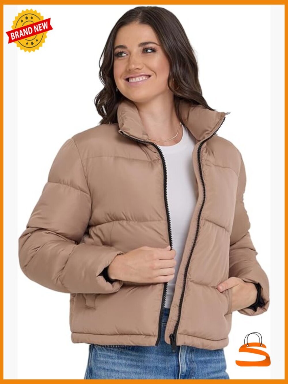 Cropped Puffer Jacket, Warm Winter Coat for Women, Lightweight Insulated Hooded